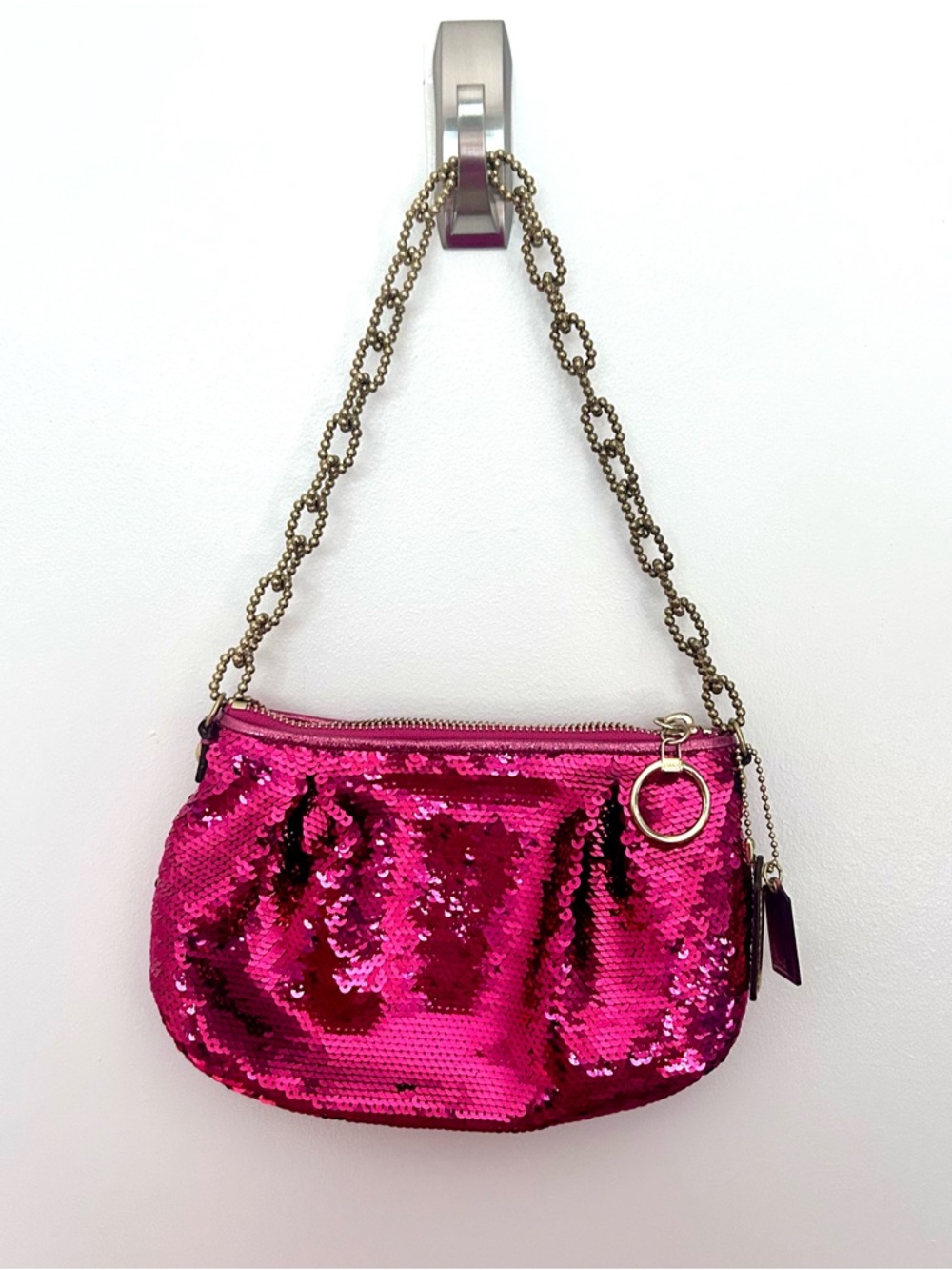 Coach Poppy Sequin 14366 Hot Pink Mini Baguette - Picture 4 of 4